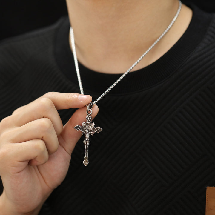 Collier crucifix avec symbole de saint Benoît - image 5