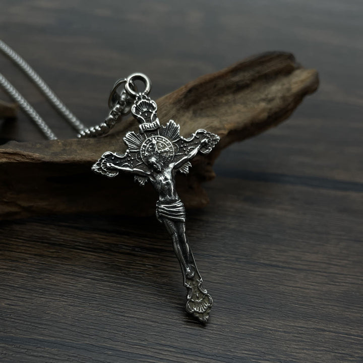 Collier crucifix avec symbole de saint Benoît - image 2