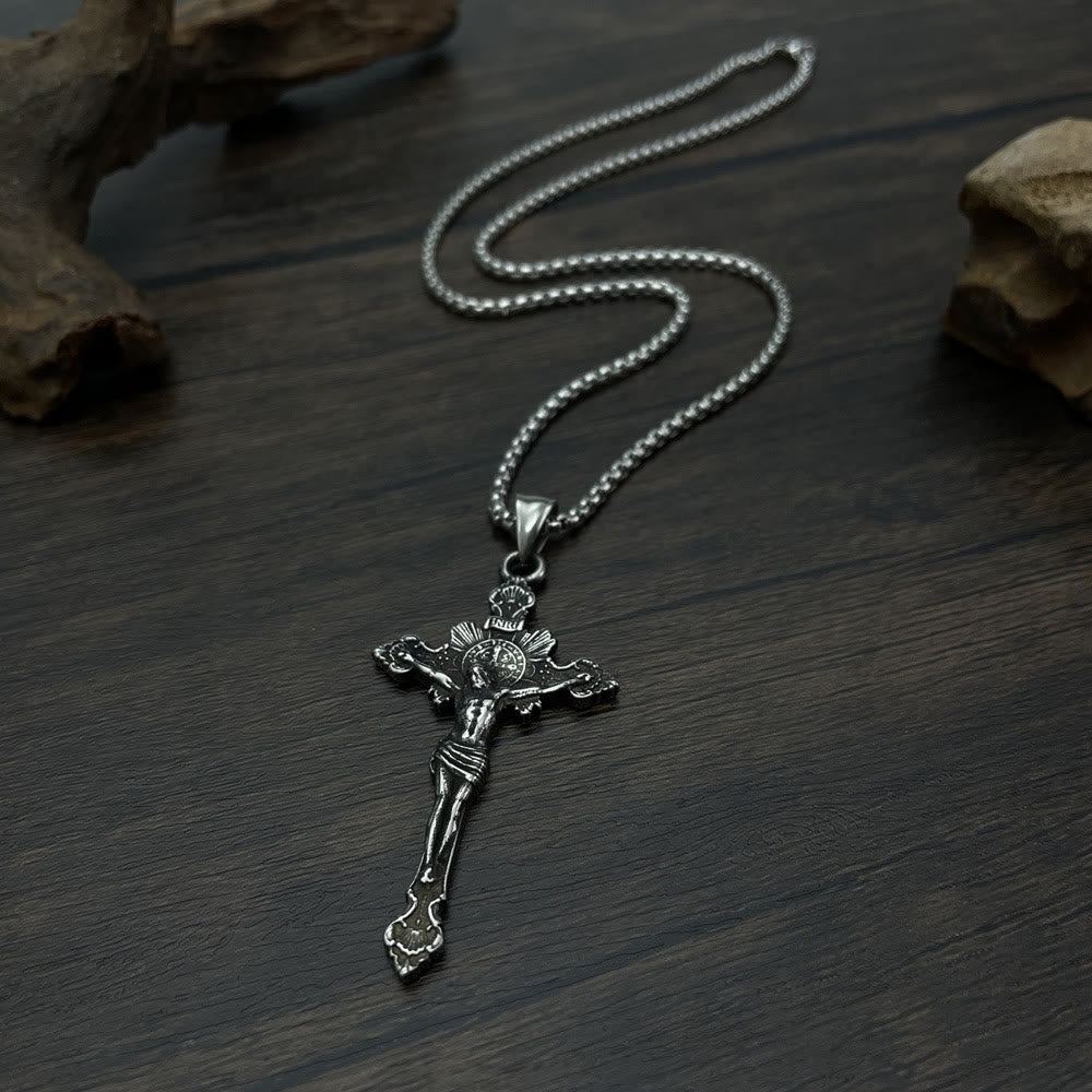 Collier crucifix avec symbole de saint Benoît - image 8