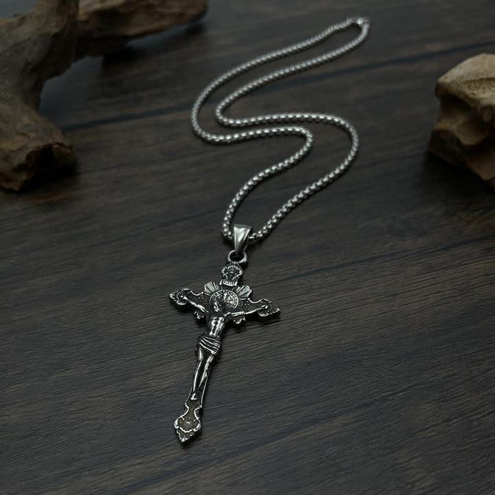 Collier crucifix avec symbole de saint Benoît - image 8