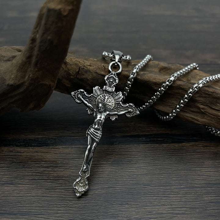 Collier crucifix avec symbole de saint Benoît - Métallique - image 0