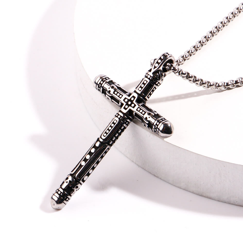 Christianartworkshop Collier pendentif croix colorée gravée de fleurs - Métallique - image 0