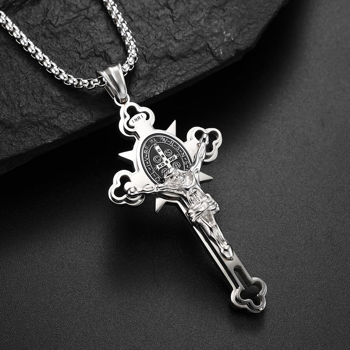Christianartworkshop Collier crucifix avec symbole de saint Benoît - Métallique - 29,52''/80 cm - image 8