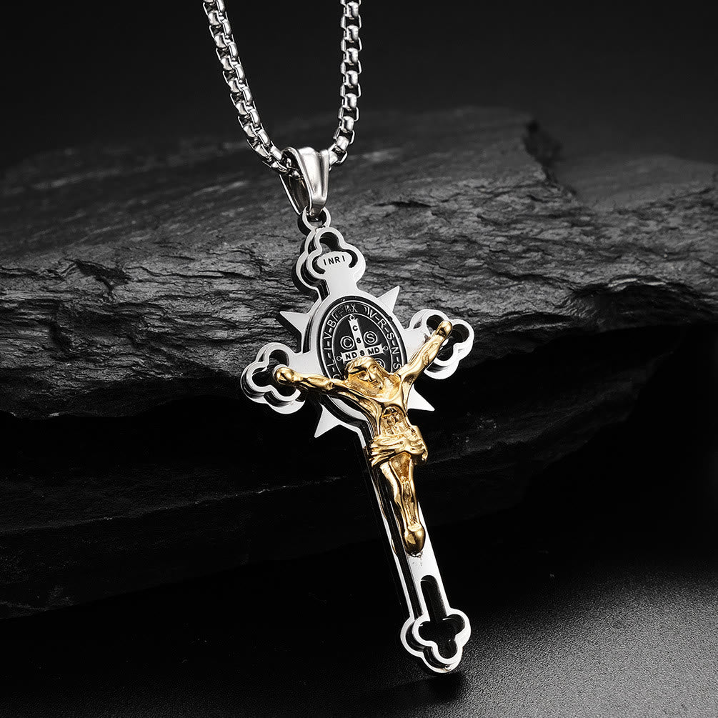 Christianartworkshop Collier crucifix avec symbole de saint Benoît - image 6