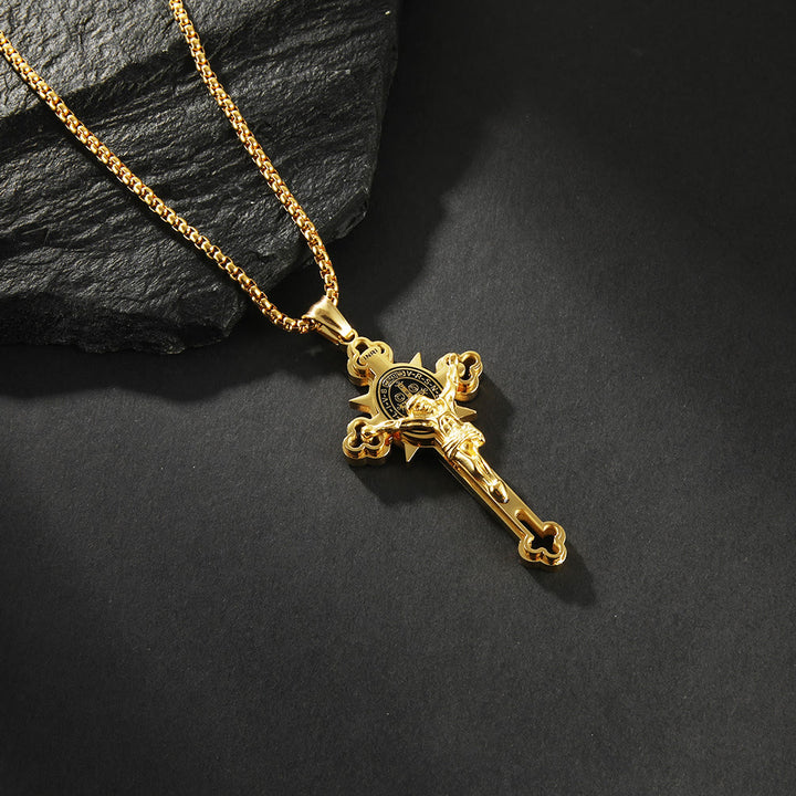 Christianartworkshop Collier crucifix avec symbole de saint Benoît - image 4