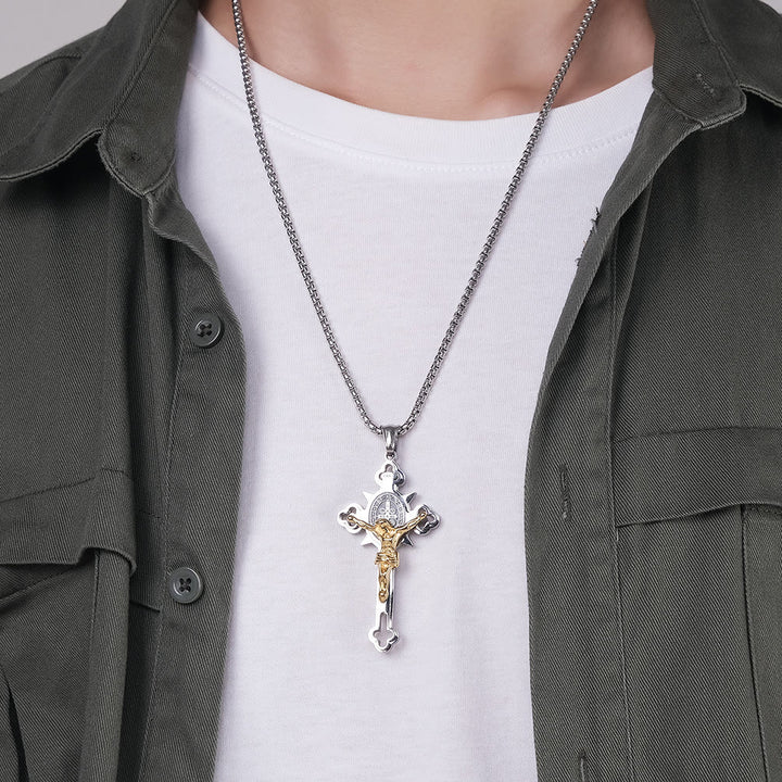Christianartworkshop Collier crucifix avec symbole de saint Benoît - image 10