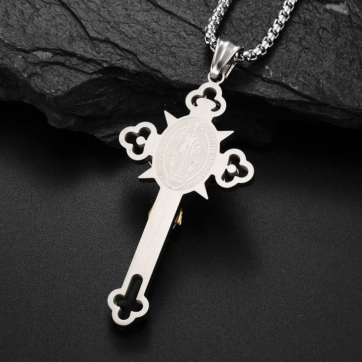 Christianartworkshop Collier crucifix avec symbole de saint Benoît - image 7