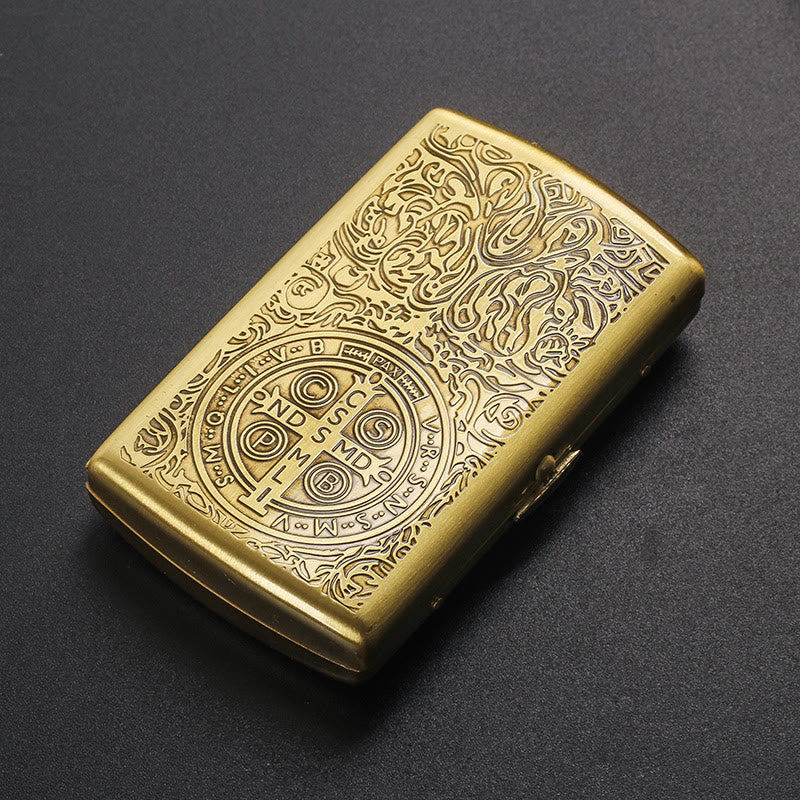 Étui à cigarettes en métal avec médaillon de la croix de Saint Benoît - image 4