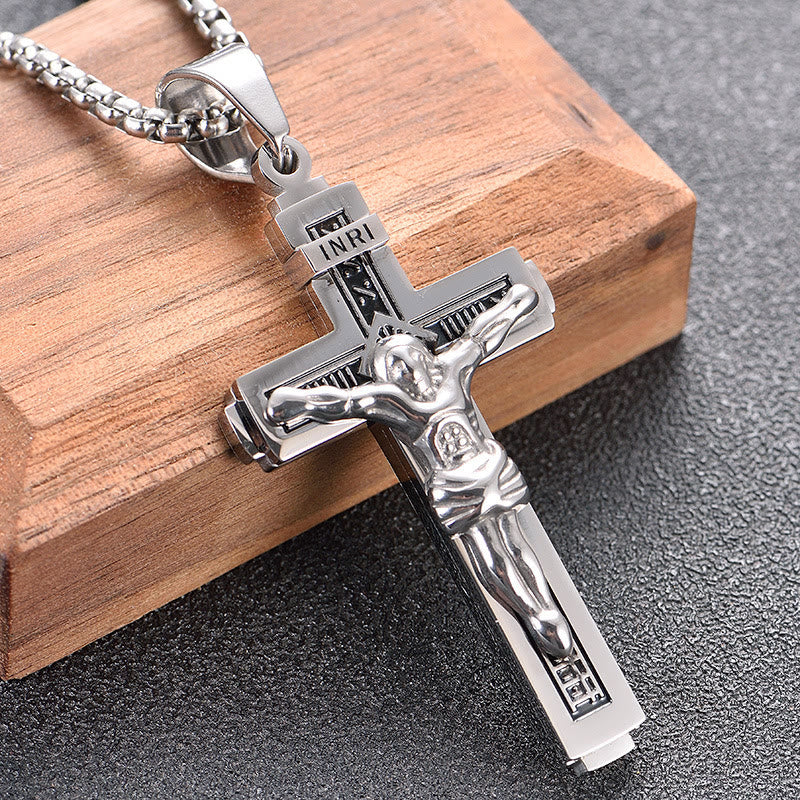 Christianartworkshop Collier crucifix en titane, créé par un artiste chrétien (Crafted Jesus Christianartworkshop) . - Argent - image 10
