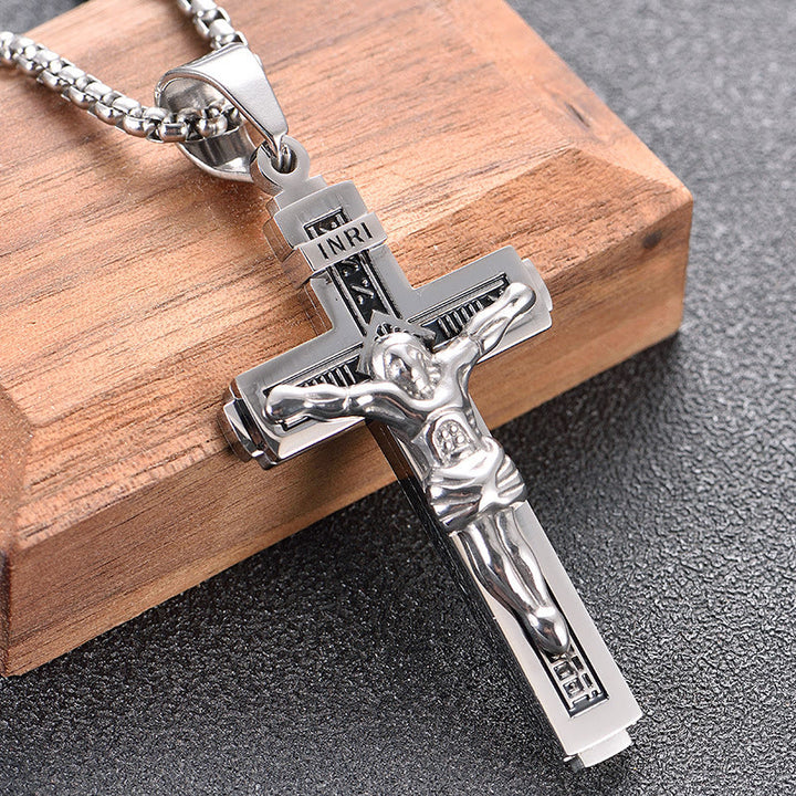 Christianartworkshop Collier crucifix en titane, créé par un artiste chrétien (Crafted Jesus Christianartworkshop) . - Argent - image 10