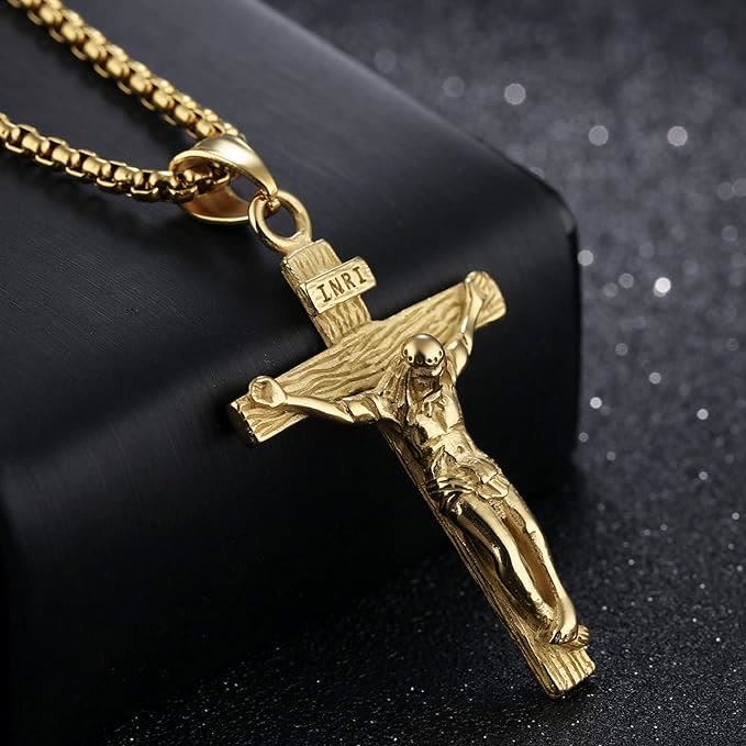 Christianartworkshop Collier pendentif crucifix - Doré - image 2
