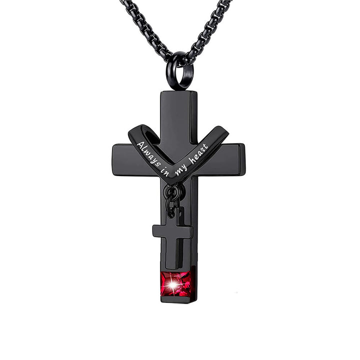 Christianartworkshop Collier pendentif urne funéraire double croix avec pierre de naissance des 12 mois - Janvier - image 7