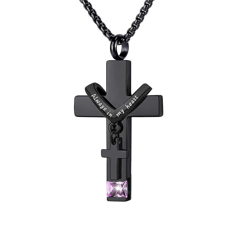 Christianartworkshop Collier pendentif urne funéraire double croix avec pierre de naissance des 12 mois - Octobre - image 16