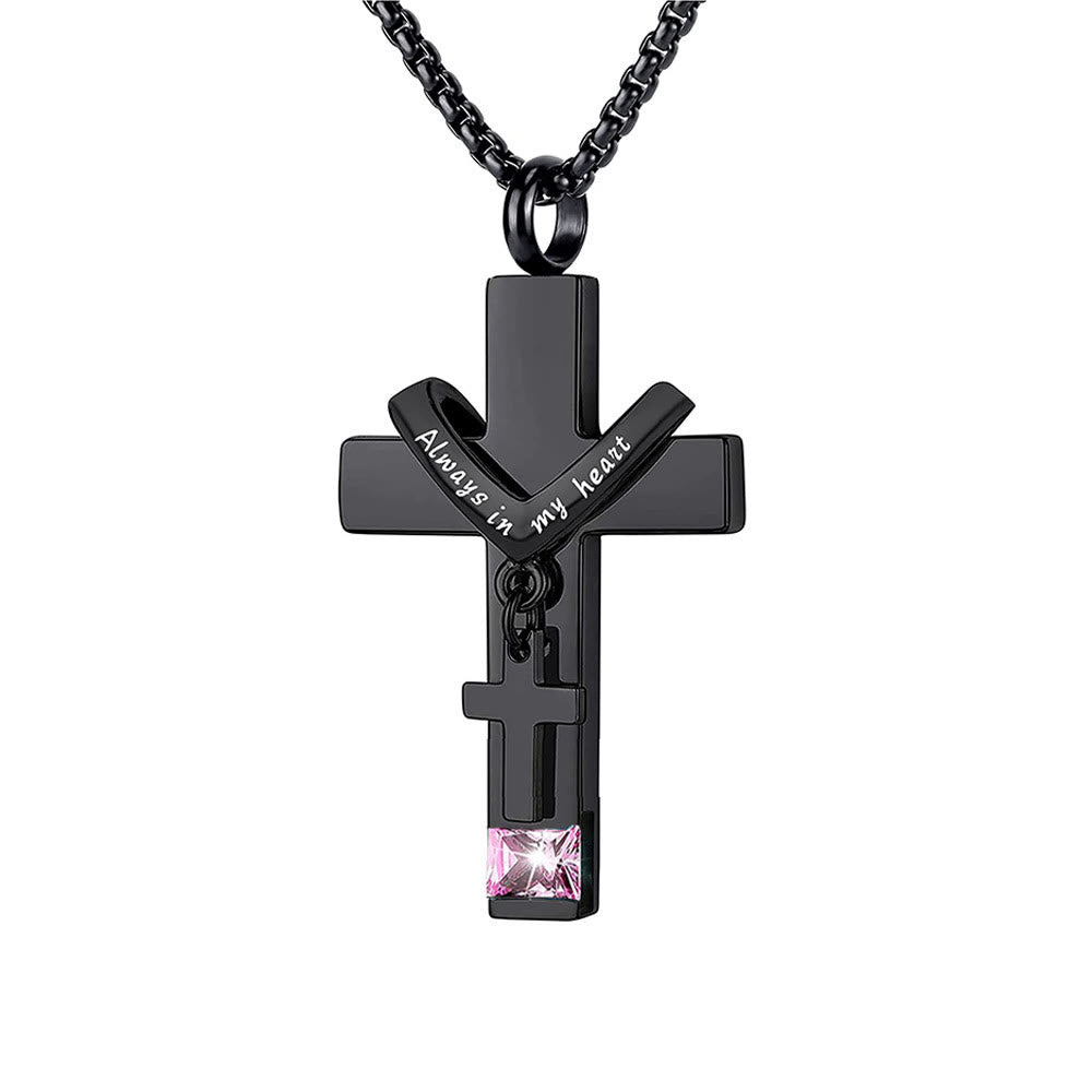 Christianartworkshop Collier pendentif urne funéraire double croix avec pierre de naissance des 12 mois - Juin - image 12
