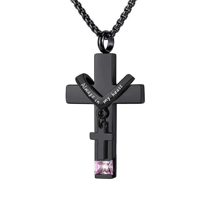 Christianartworkshop Collier pendentif urne funéraire double croix avec pierre de naissance des 12 mois - Juin - image 12