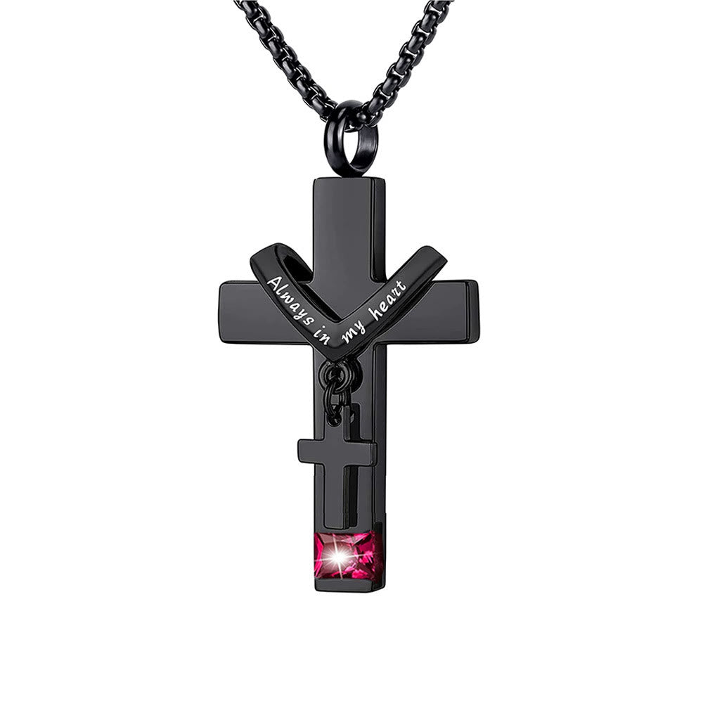 Christianartworkshop Collier pendentif urne funéraire double croix avec pierre de naissance des 12 mois - Juillet - image 13