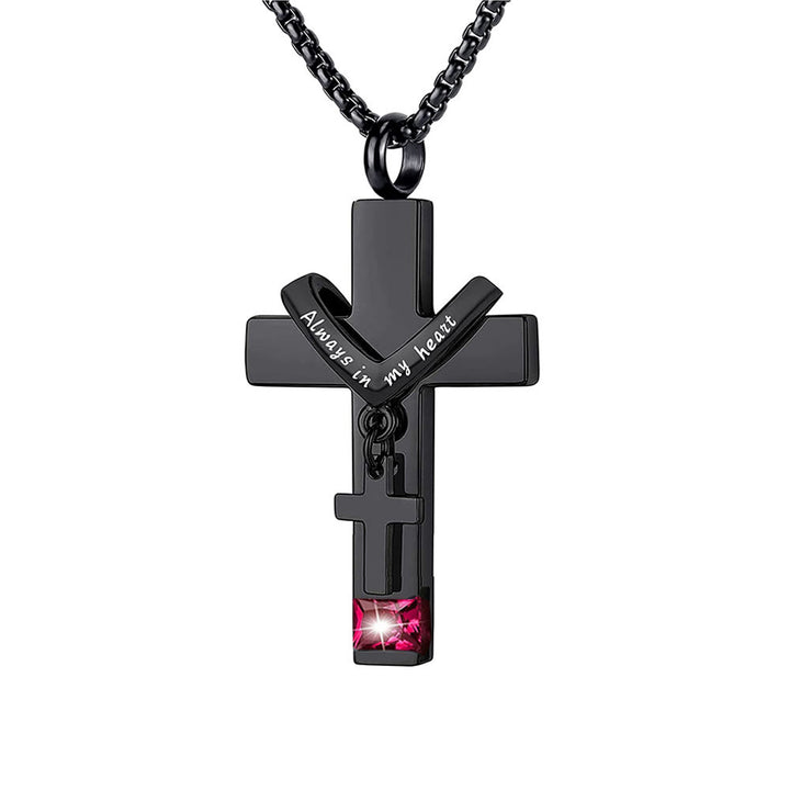 Christianartworkshop Collier pendentif urne funéraire double croix avec pierre de naissance des 12 mois - Juillet - image 13