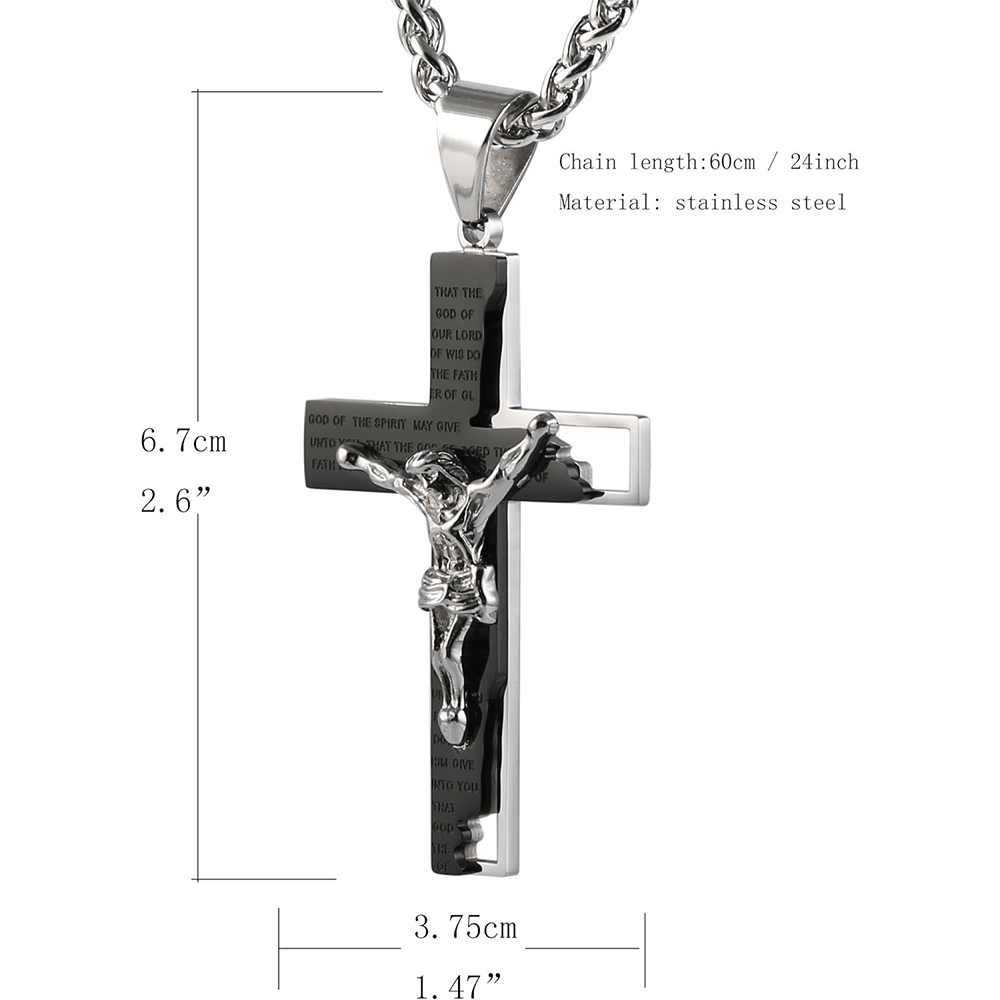 Christianartworkshop Collier pendentif crucifix en acier inoxydable avec chaîne - image 10