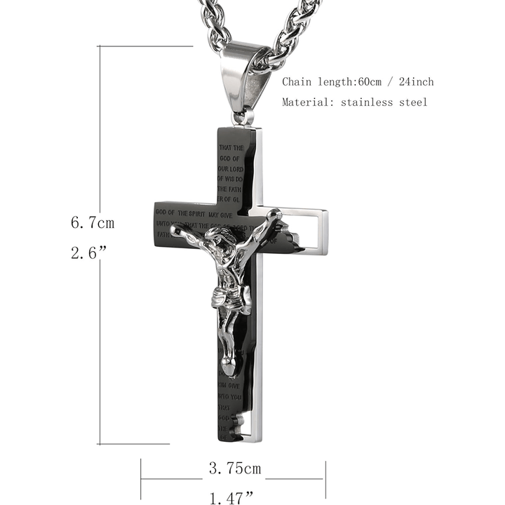 Christianartworkshop Collier pendentif crucifix en acier inoxydable avec chaîne - image 10
