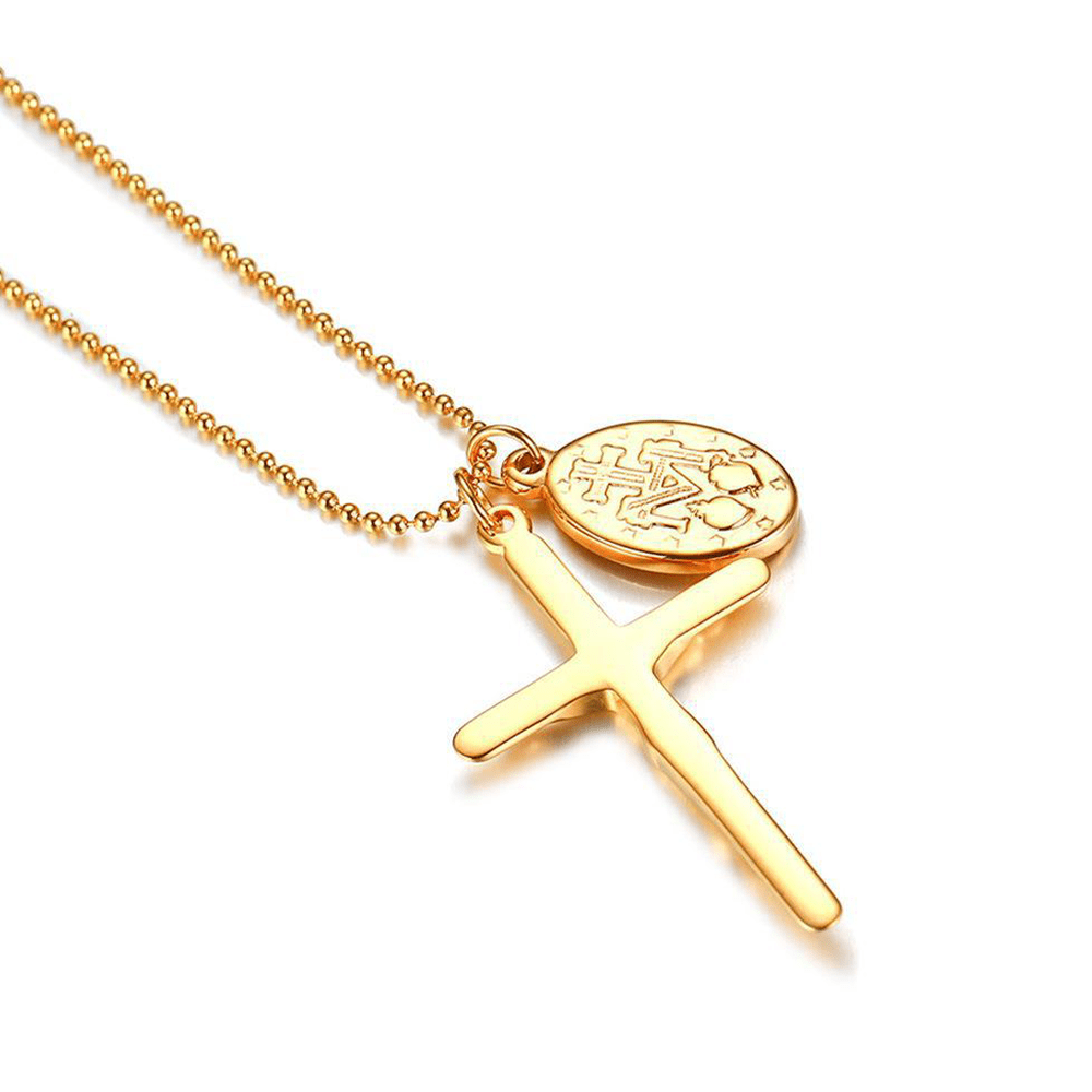 Christianartworkshop Collier en titane avec médaillon et crucifix de la Vierge Marie - image 1