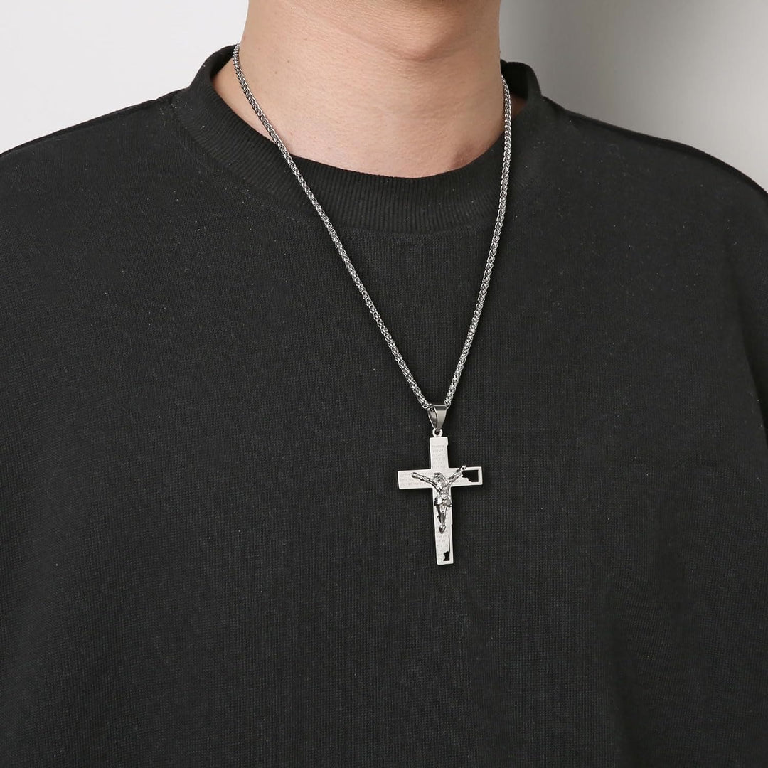 Christianartworkshop Collier pendentif crucifix en acier inoxydable avec chaîne - image 9