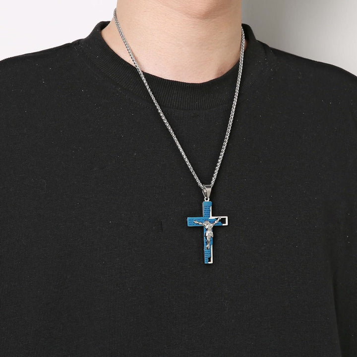 Christianartworkshop Collier pendentif crucifix en acier inoxydable avec chaîne - image 3