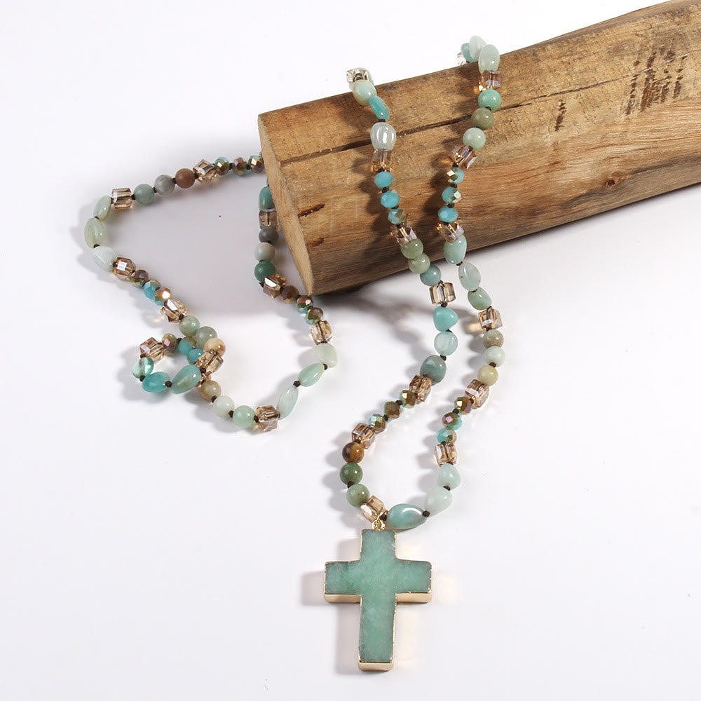 Christianartworkshop Pendentif croix catholique, collier chrétien, bijou religieux - image 1