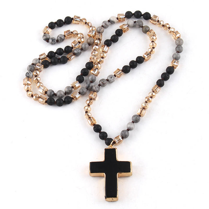 Christianartworkshop Pendentif croix catholique, collier chrétien, bijou religieux - Noir - image 7