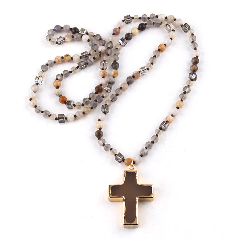 Christianartworkshop Pendentif croix catholique, collier chrétien, bijou religieux - Brun - image 9