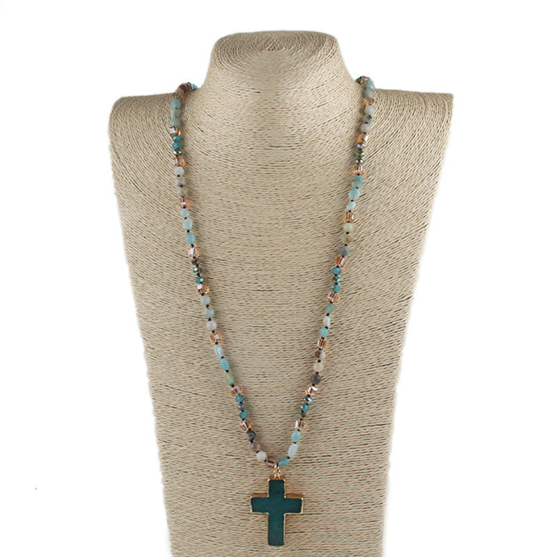 Christianartworkshop Pendentif croix catholique, collier chrétien, bijou religieux - image 3