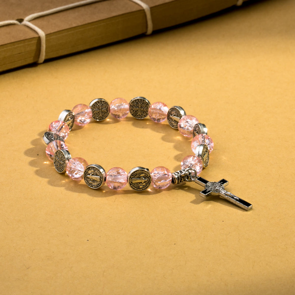 Christianartworkshop Bracelet à perles avec pendentif croix de Jésus en alliage - image 1