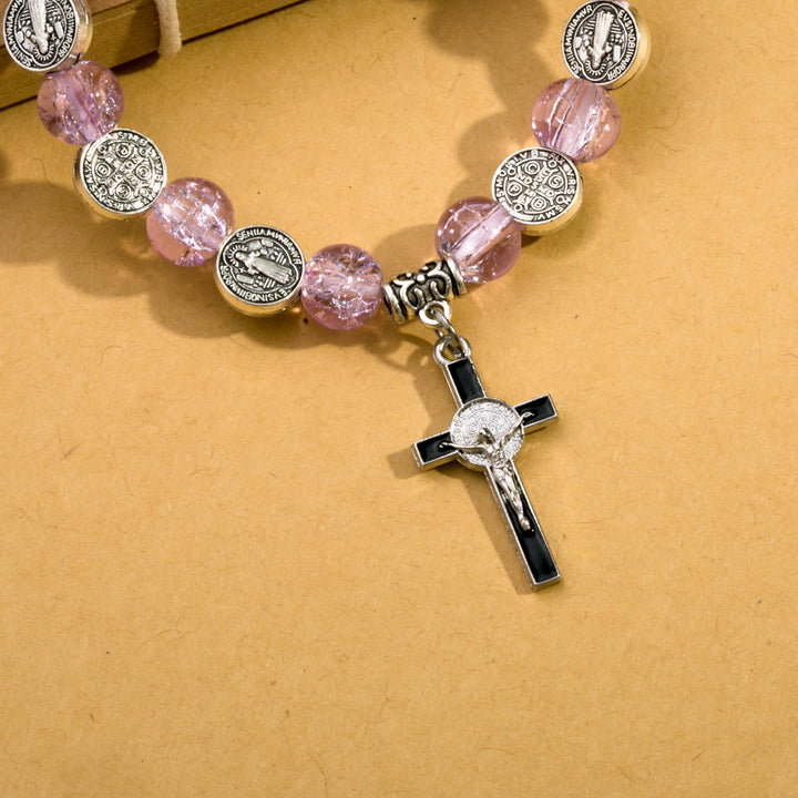 Christianartworkshop Bracelet à perles avec pendentif croix de Jésus en alliage - image 2