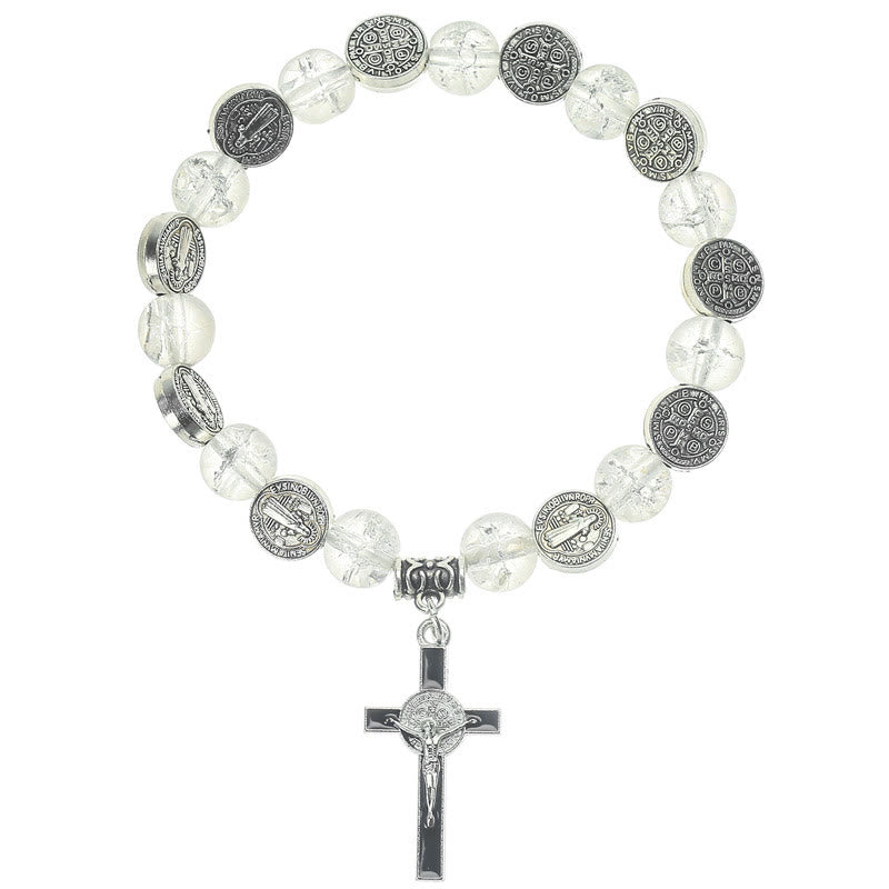 Christianartworkshop Bracelet à perles avec pendentif croix de Jésus en alliage - Blanc - image 9