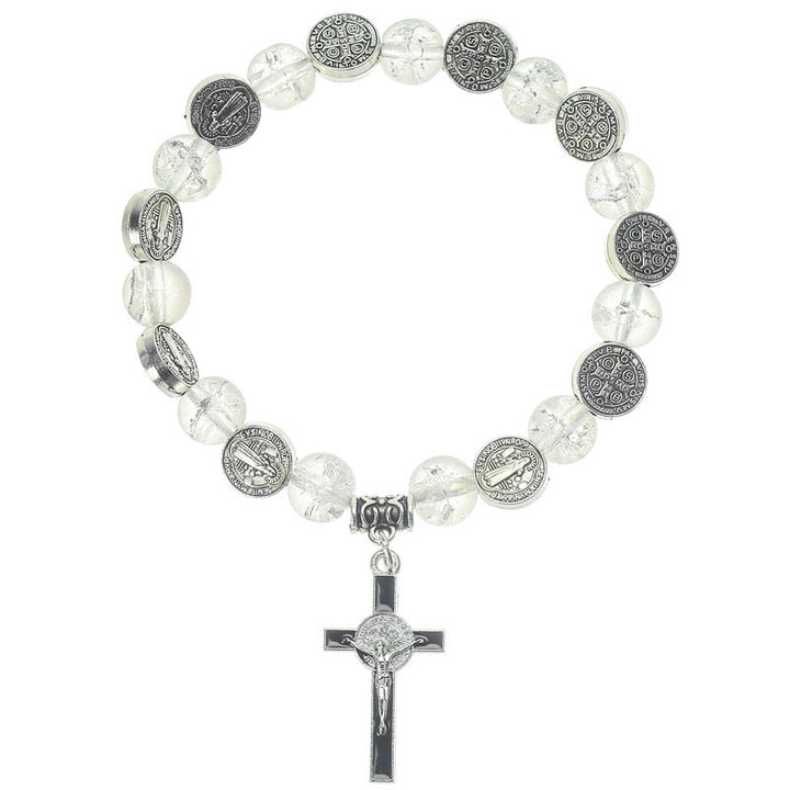 Christianartworkshop Bracelet à perles avec pendentif croix de Jésus en alliage - Blanc - image 9