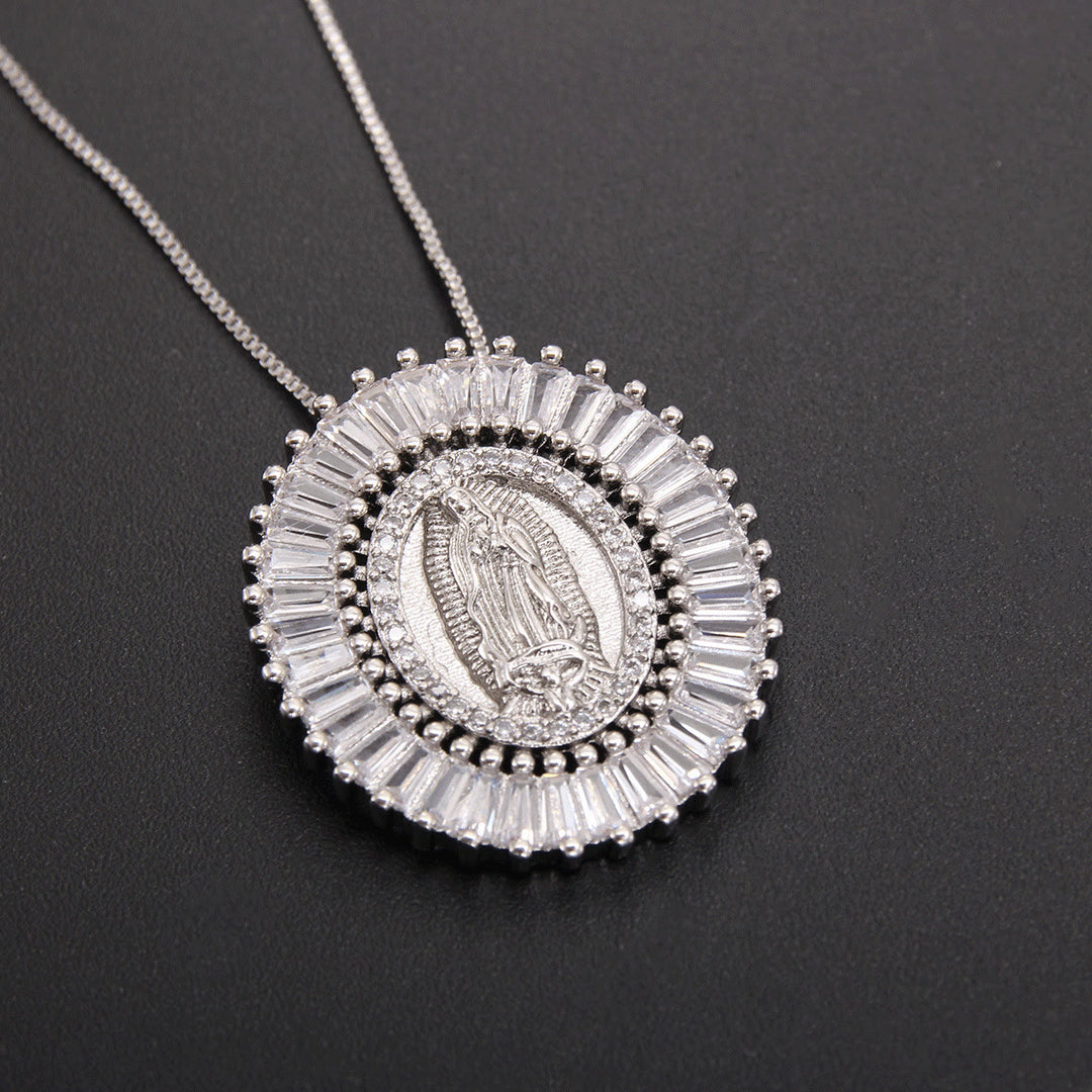Christianartworkshop Collier pendentif amulette en zircone Notre-Dame de Guadalupe - Argent - image 3