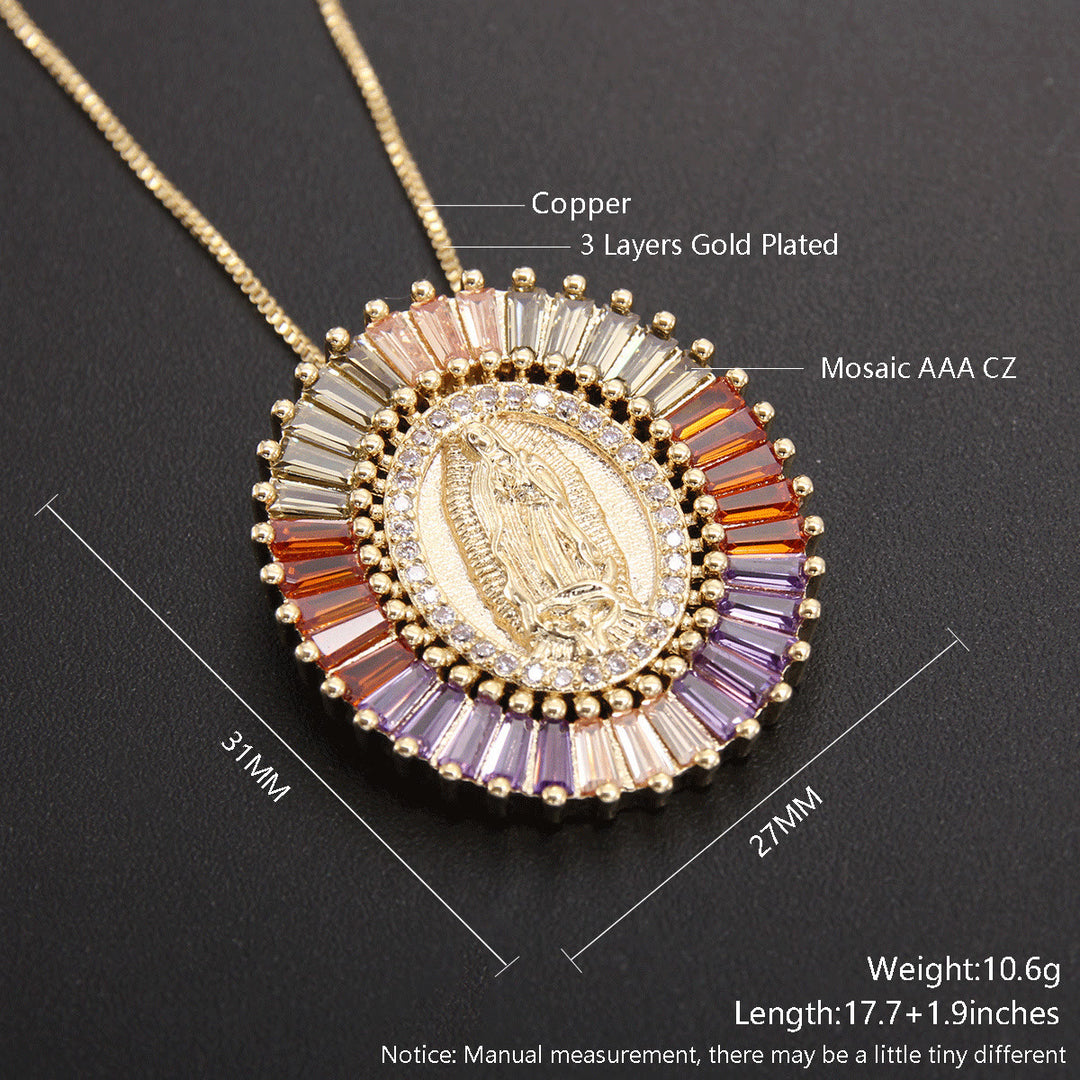 Christianartworkshop Collier pendentif amulette en zircone Notre-Dame de Guadalupe - image 7