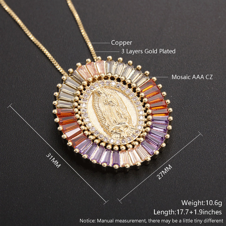 Christianartworkshop Collier pendentif amulette en zircone Notre-Dame de Guadalupe - image 7