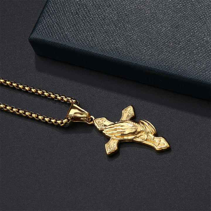 Christianartworkshop Collier pendentif croix mains jointes en acier inoxydable - image 9