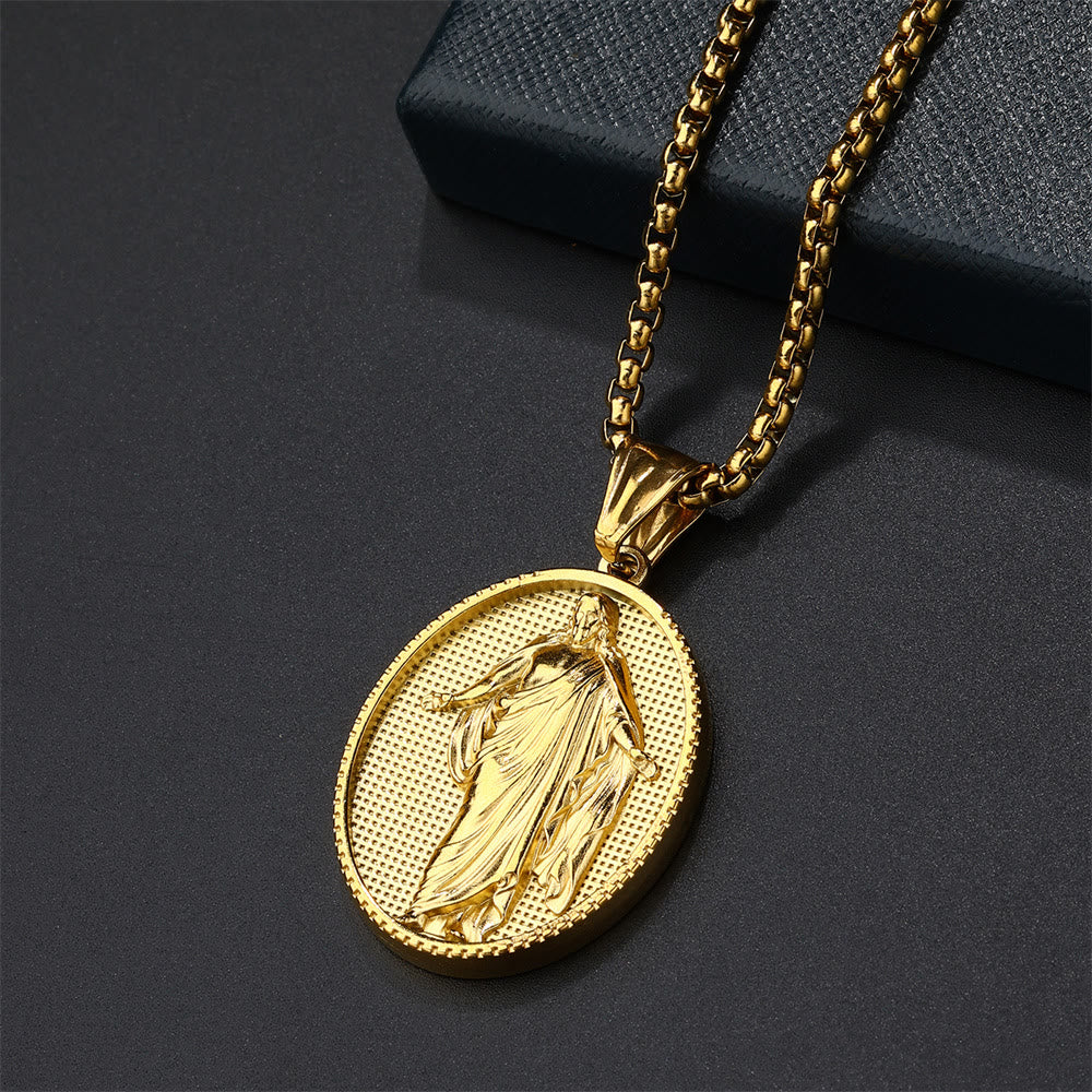 Christianartworkshop Collier pendentif médaillon Jésus, symbole de bénédiction - image 6