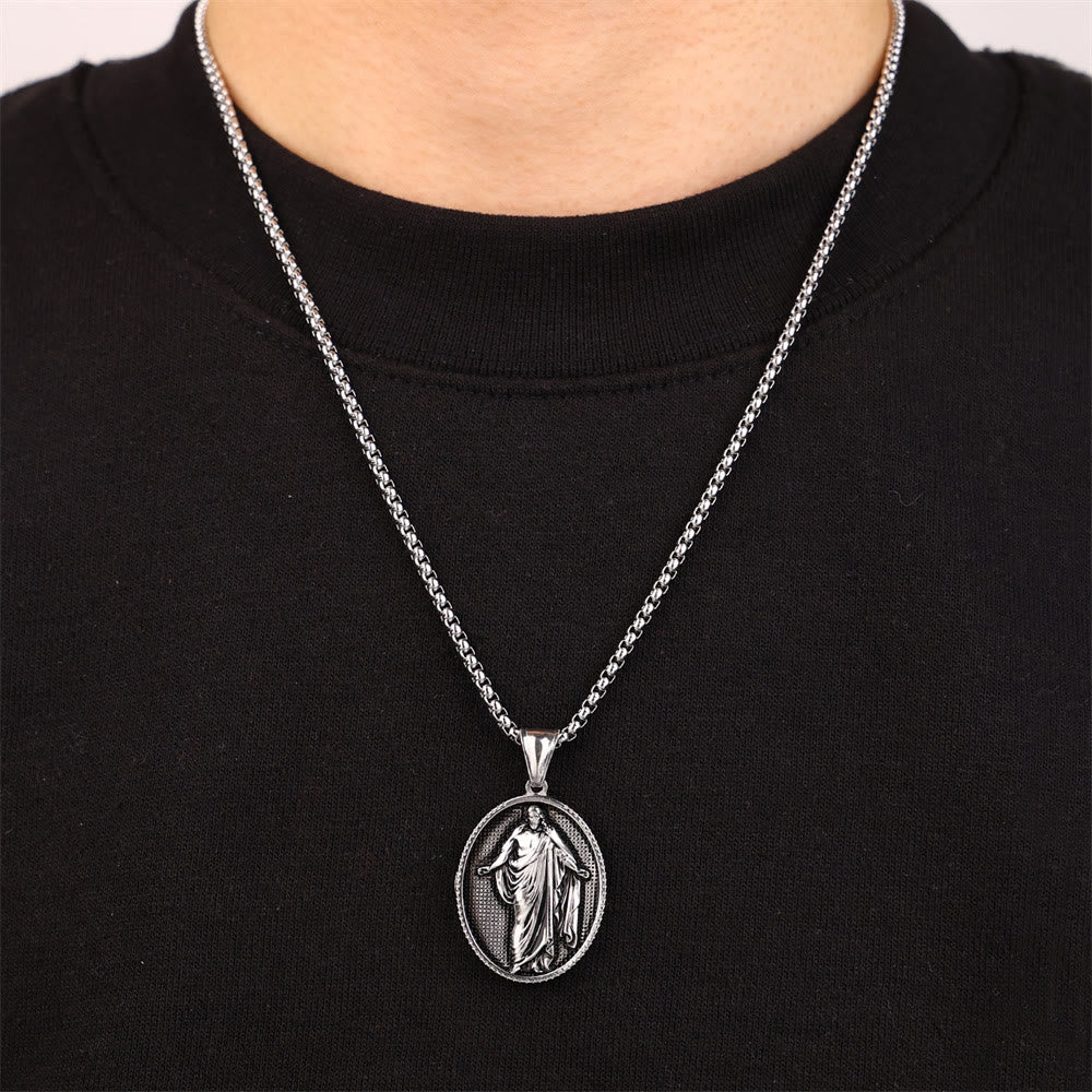 Christianartworkshop Collier pendentif médaillon Jésus, symbole de bénédiction - image 4
