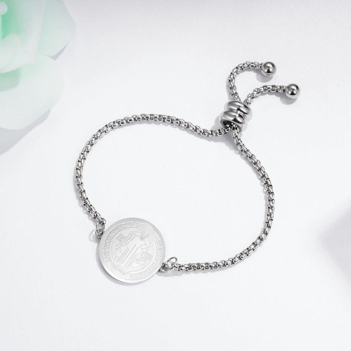 Bracelet ajustable avec médaille gravée de Saint Benoît, Christianartworkshop - image 10