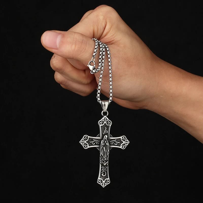 Christianartworkshop Collier pendentif croix de la Vierge Marie en titane rétro - image 4