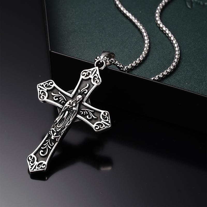 Christianartworkshop Collier pendentif croix de la Vierge Marie en titane rétro - image 8