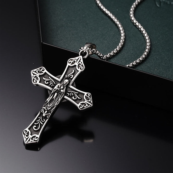 Christianartworkshop Collier pendentif croix de la Vierge Marie en titane rétro - image 8
