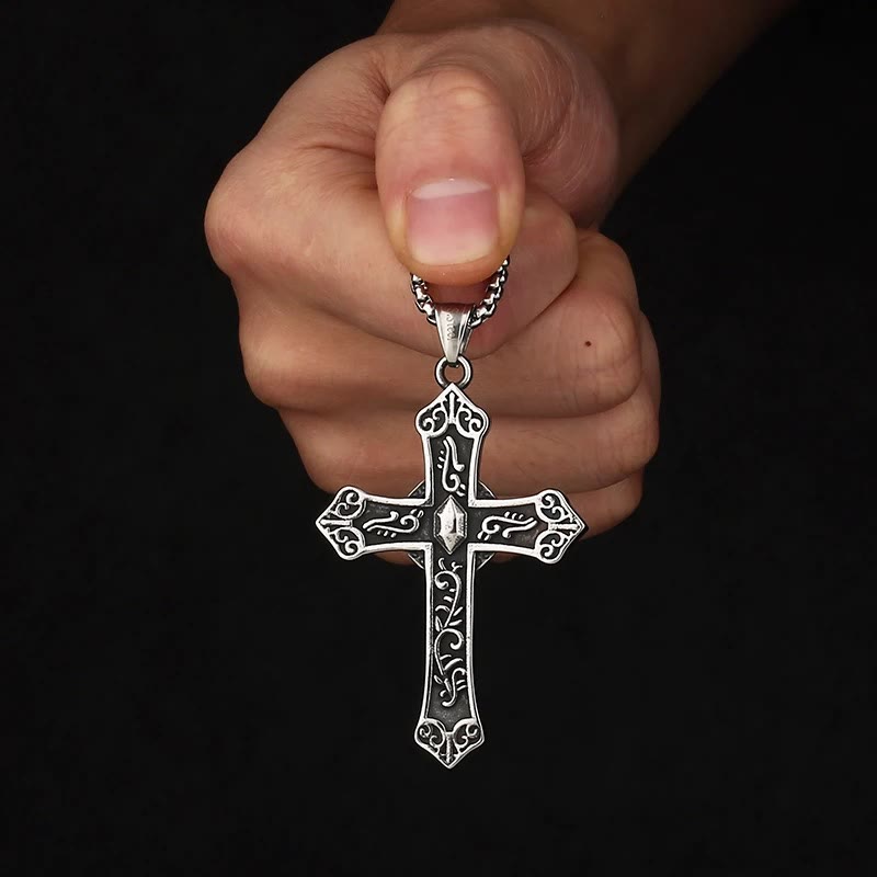 Christianartworkshop Collier pendentif croix de la Vierge Marie en titane rétro - image 3