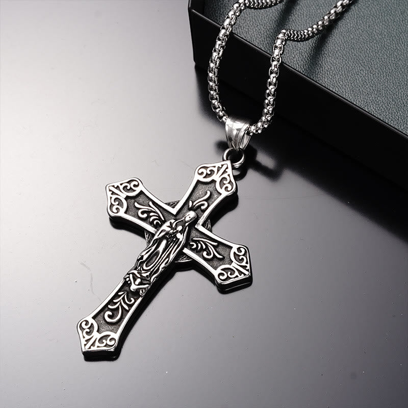 Christianartworkshop Collier pendentif croix de la Vierge Marie en titane rétro - image 7