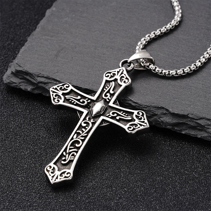 Christianartworkshop Collier pendentif croix de la Vierge Marie en titane rétro - image 1