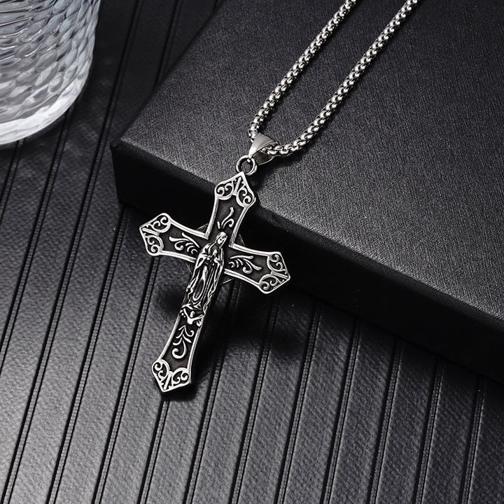 Christianartworkshop Collier pendentif croix de la Vierge Marie en titane rétro - image 10