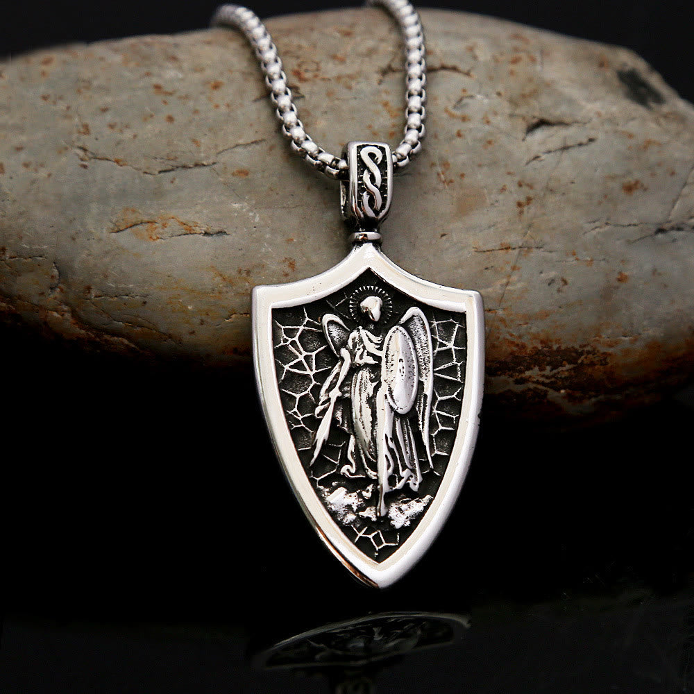 Christianartworkshop Collier en titane avec amulette bouclier de l'archange Saint Michel - Bouclier de l'Archange - image 0