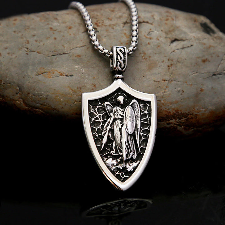 Christianartworkshop Collier en titane avec amulette bouclier de l'archange Saint Michel - Bouclier de l'Archange - image 0